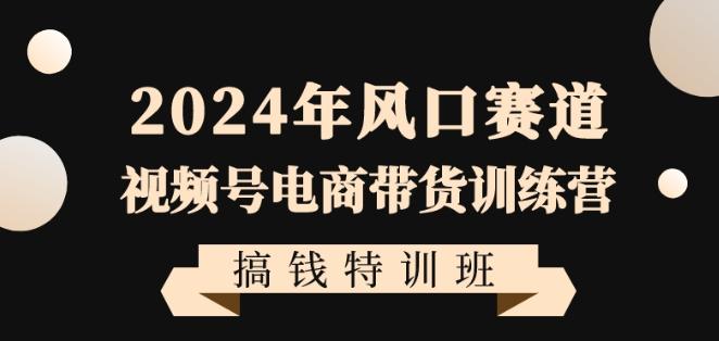 2024年风口赛道视频号电商带货训练营搞钱特训班，带领大家快速入局自媒体电商带货-网创论坛