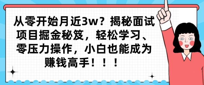 从零开始月近3w？揭秘面试项目掘金秘笈，轻松学习、零压力操作，小白也能成为赚钱高手-网创论坛