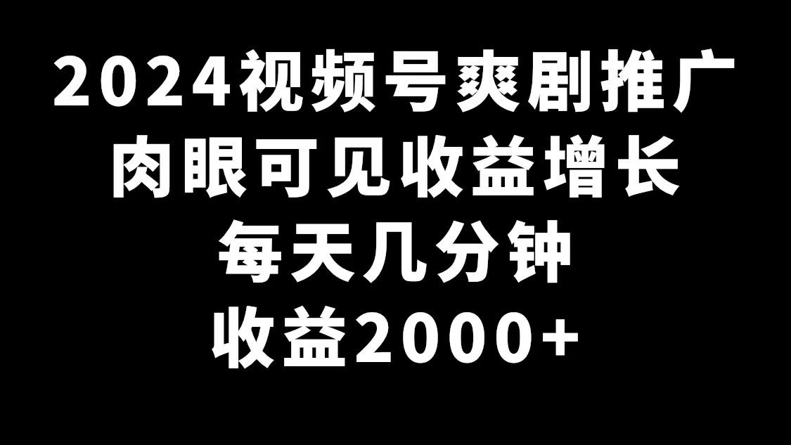 2024视频号爽剧推广，肉眼可见的收益增长，每天几分钟收益2000+-网创论坛