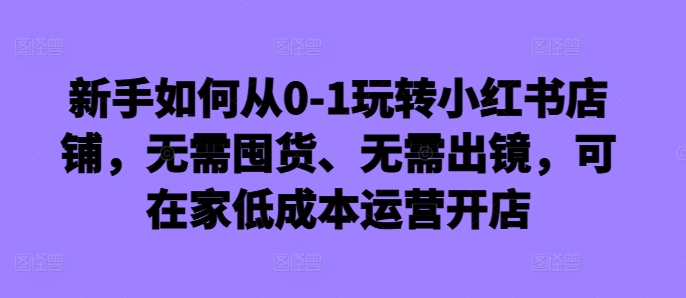 新手如何从0-1玩转小红书店铺，无需囤货、无需出镜，可在家低成本运营开店-网创论坛