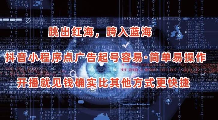 抖音小程序点广告项目，起号容易，简单易操作，开播就见有收益【揭秘】-网创论坛