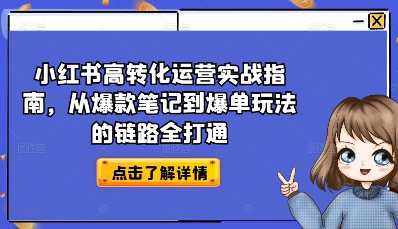 小红书高转化运营实战指南，从爆款笔记到爆单玩法的链路全打通-网创论坛