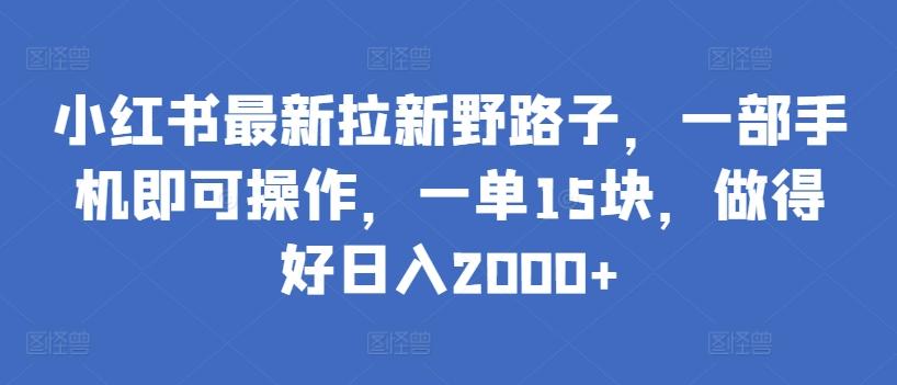小红书最新拉新野路子，一部手机即可操作，一单15块，做得好日入2000+【揭秘】-网创论坛