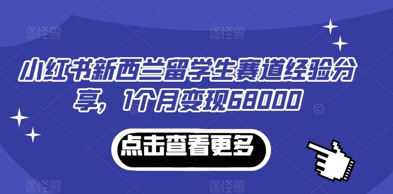 小红书新西兰留学生赛道经验分享，1个月变现68000【揭秘】-网创论坛