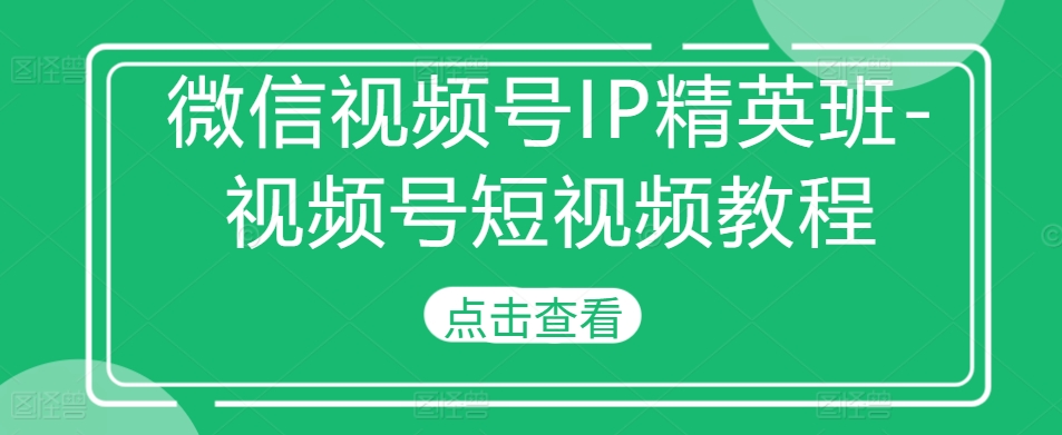 微信视频号IP精英班-视频号短视频教程-网创论坛