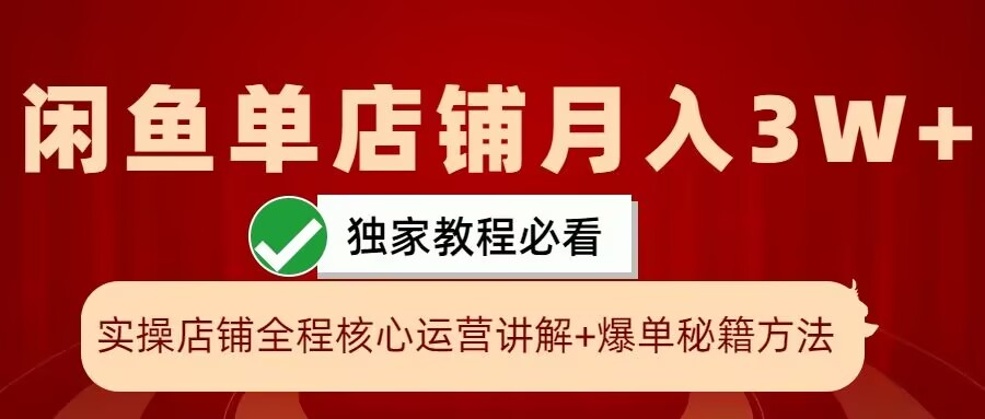 闲鱼单店铺月入3W+实操展示，爆单核心秘籍，一学就会【揭秘】-网创论坛