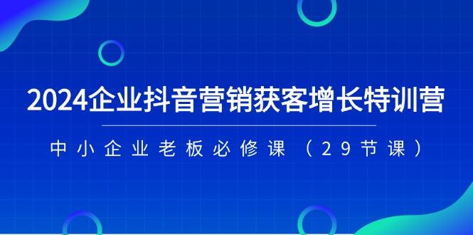 2024企业抖音-营销获客增长特训营，中小企业老板必修课(29节课-网创论坛