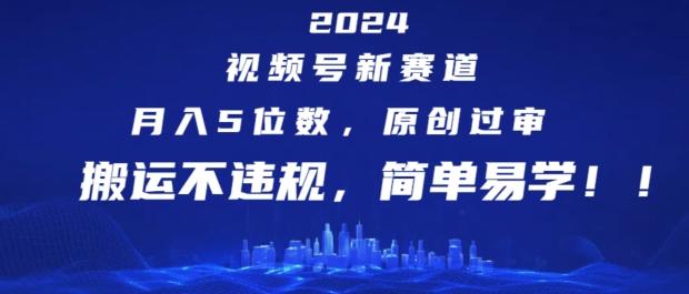 2024视频号新赛道，月入5位数+，原创过审，搬运不违规，简单易学【揭秘】-网创论坛