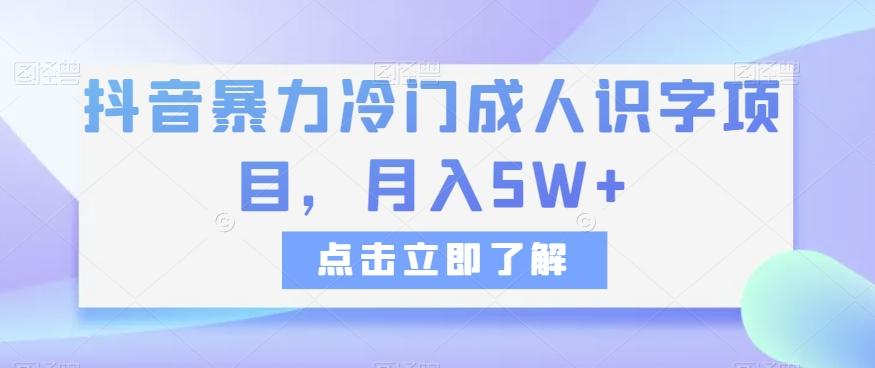 抖音暴力冷门成人识字项目，月入5W+【揭秘】-网创论坛