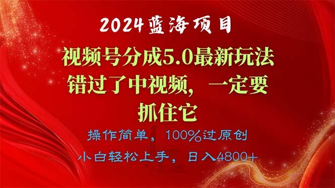 2024蓝海项目，视频号分成计划5.0最新玩法，错过了中视频，一定要抓住…-网创论坛