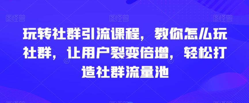 玩转社群引流课程，教你怎么玩社群，让用户裂变倍增，轻松打造社群流量池-网创论坛