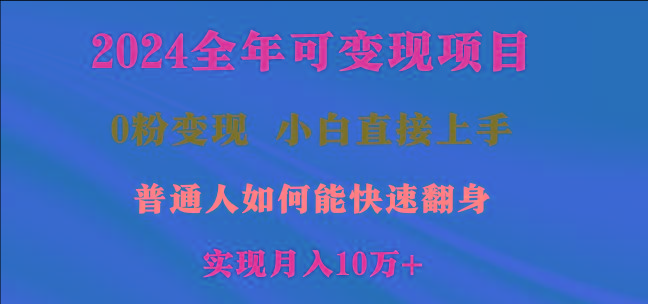 2024全年可变现项目，一天收益至少2000+，小白上手快，普通人就要利用互…-网创论坛