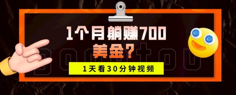 1天看30分钟视频，1个月躺赚700美金？-网创论坛