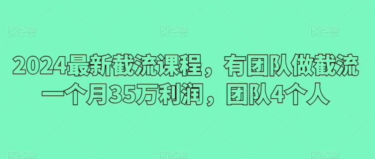 2024最新截流课程,有团队做截流一个月35万利润,团队4个人