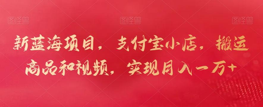 新蓝海项目，支付宝小店，搬运商品和视频，实现月入一万+【揭秘】-网创论坛