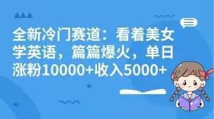 全新冷门赛道：看着美女学英语，篇篇爆火，单日涨粉10000+收入5000+-网创论坛