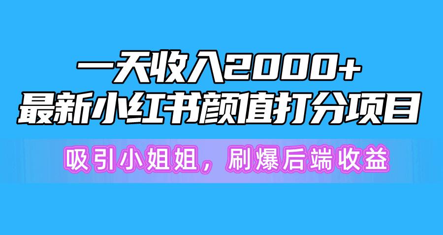 一天收入2000+，最新小红书颜值打分项目，吸引小姐姐，刷爆后端收益-网创论坛