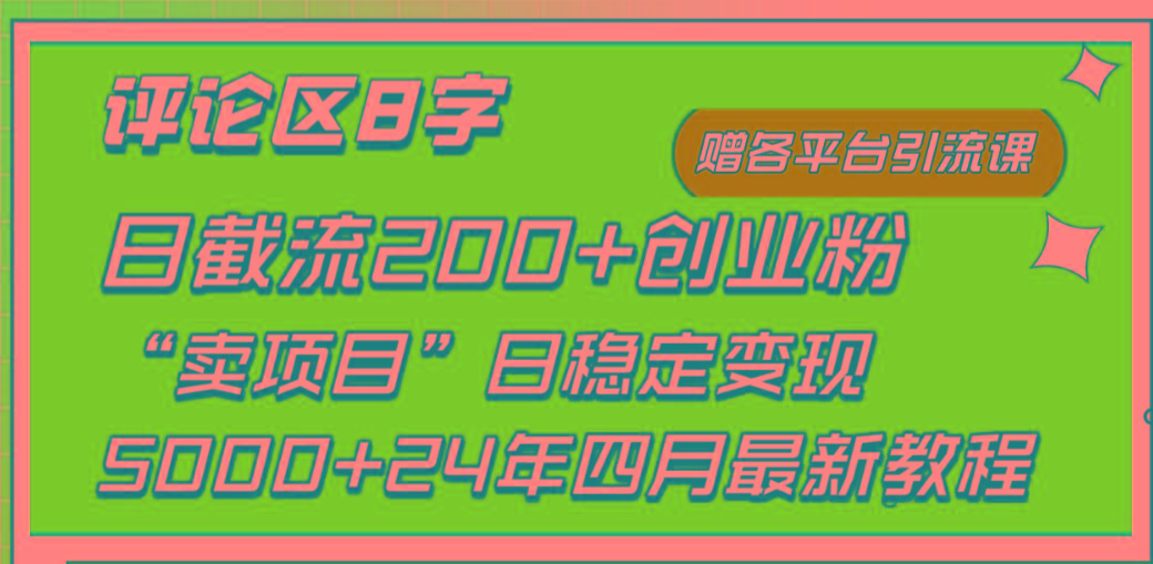 (9851期)评论区8字日载流200+创业粉  日稳定变现5000+24年四月最新教程！-网创论坛