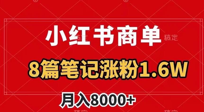小红书商单最新玩法，8篇笔记涨粉1.6w，作品制作简单，月入8000+【揭秘】-网创论坛