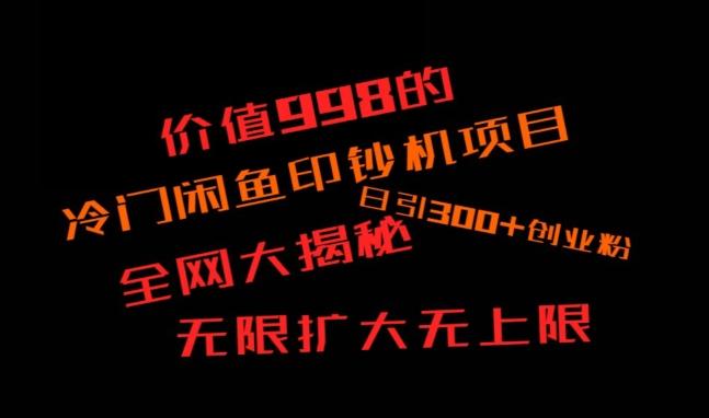 闲鱼流量印钞机项目大揭秘，日引300+创业粉，保姆级实操教程-网创论坛
