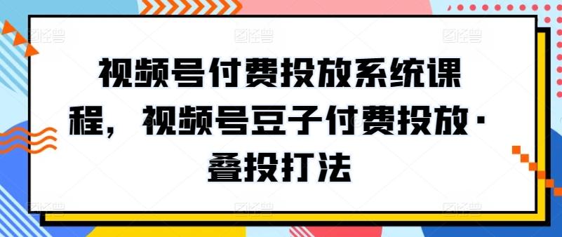 视频号付费投放系统课程，视频号豆子付费投放·叠投打法-网创论坛