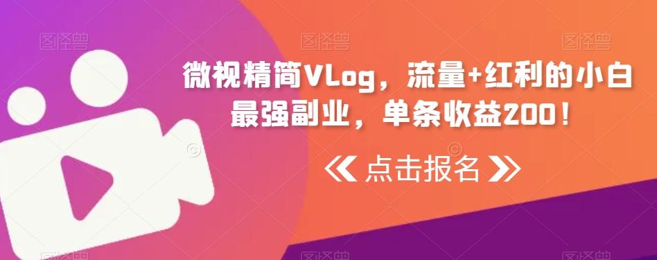 微视精简Vlog，流量+红利的小白最强副业，单条收益200！-网创论坛