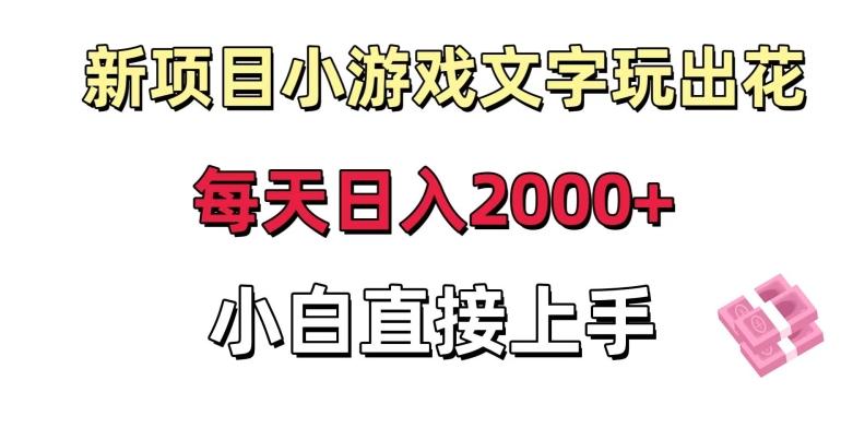 新项目小游戏文字玩出花日入2000+，每天只需一小时，小白直接上手【揭秘】-网创论坛