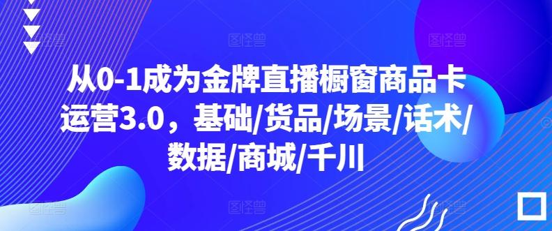 从0-1成为金牌直播橱窗商品卡运营3.0，基础/货品/场景/话术/数据/商城/千川-网创论坛