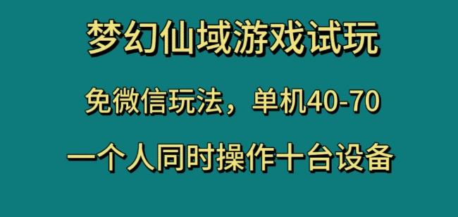 梦幻仙域游戏试玩，免微信玩法，单机40-70，一个人同时操作十台设备【揭秘】-网创论坛
