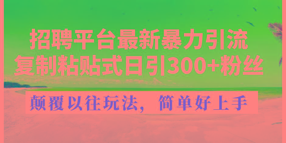 招聘平台最新暴力引流，复制粘贴式日引300+粉丝，颠覆以往垃圾玩法，简...-网创论坛