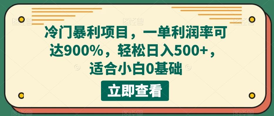 冷门暴利项目，一单利润率可达900%，轻松日入500+，适合小白0基础-网创论坛