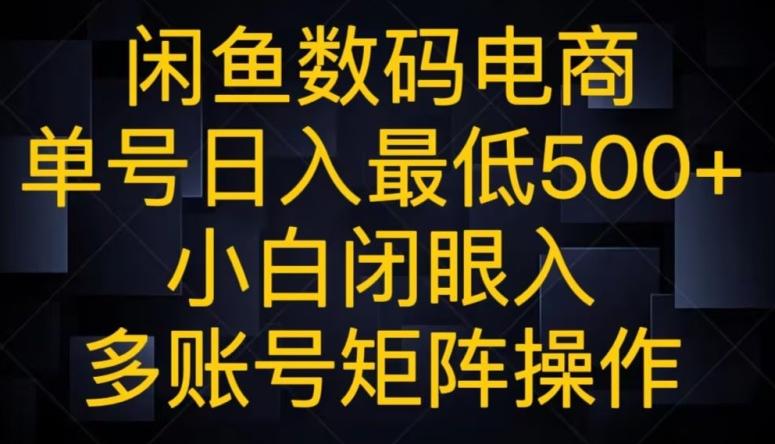 闲鱼数码电商，单号日入最低500+，小白闭眼入，多账号矩阵操作-网创论坛