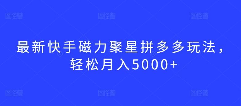 最新快手磁力聚星拼多多玩法，轻松月入5000+【揭秘】-网创论坛