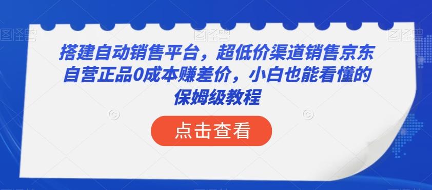 搭建自动销售平台，超低价渠道销售京东自营正品0成本赚差价，小白也能看懂的保姆级教程【揭秘】-网创论坛