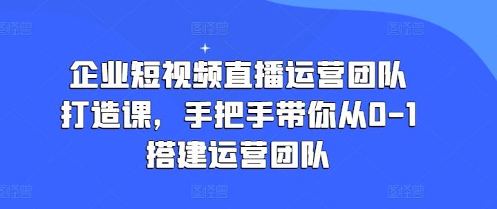 企业短视频直播运营团队打造课，手把手带你从0-1搭建运营团队-网创论坛