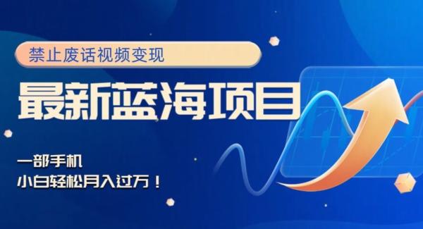 最新蓝海项目，靠禁止废话视频变现，一部手机，小白轻松月入过万！-网创论坛
