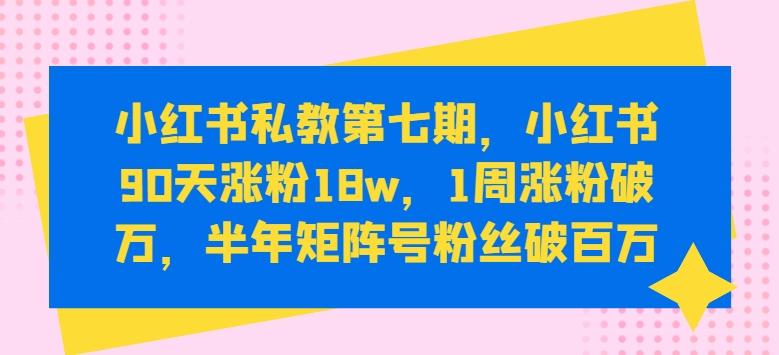 小红书私教第七期，小红书90天涨粉18w，1周涨粉破万，半年矩阵号粉丝破百万-网创论坛