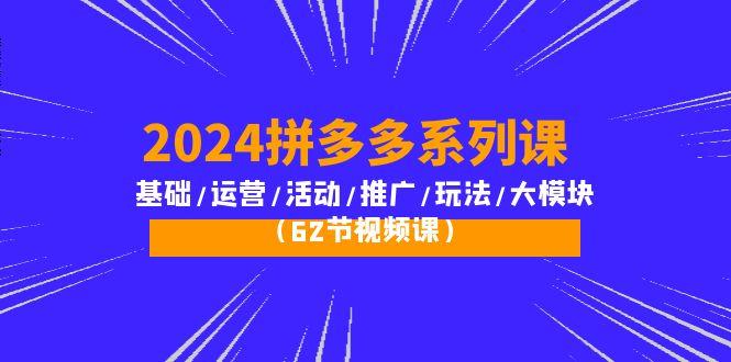 (10019期)2024拼多多系列课：基础/运营/活动/推广/玩法/大模块(62节视频课)-网创论坛