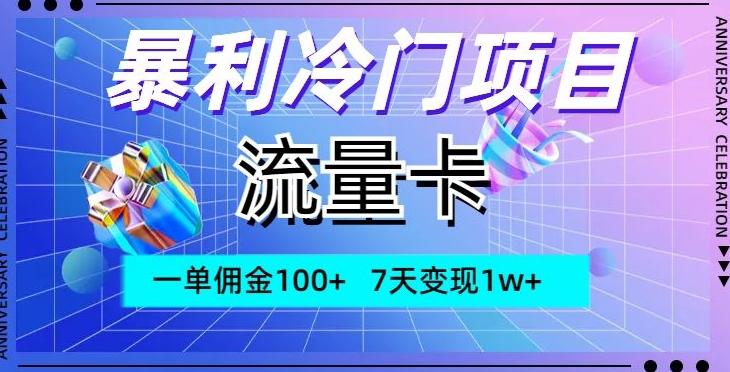 暴利冷门项目，流量卡，一单佣金100+，7天变现1w+-网创论坛