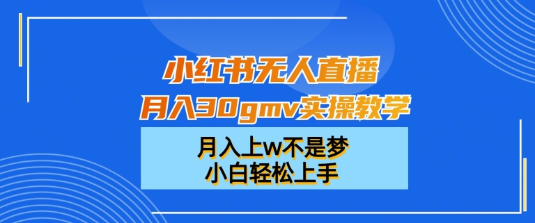 小红书无人直播月入30gmv实操教学，月入上w不是梦，小白轻松上手【揭秘】-网创论坛