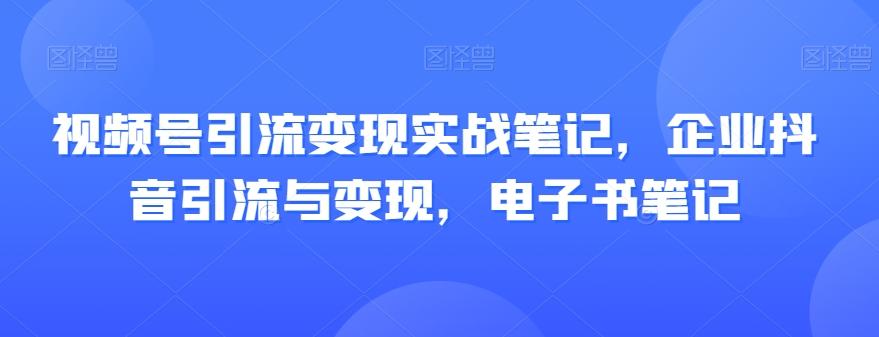 视频号引流变现实战笔记，企业抖音引流与变现，电子书笔记-网创论坛