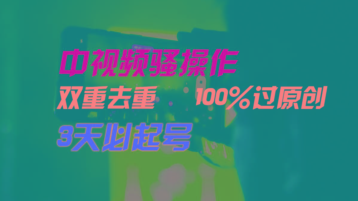中视频骚操作，双重去重100%过原创，3天比必起号，简单无脑，月入3W+-网创论坛