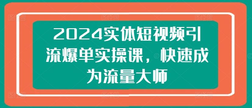 2024实体短视频引流爆单实操课，快速成为流量大师-网创论坛