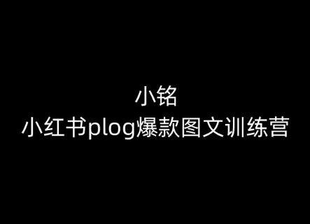 小铭-小红书plog爆款图文训练营，教你从0-1做小红书-网创论坛