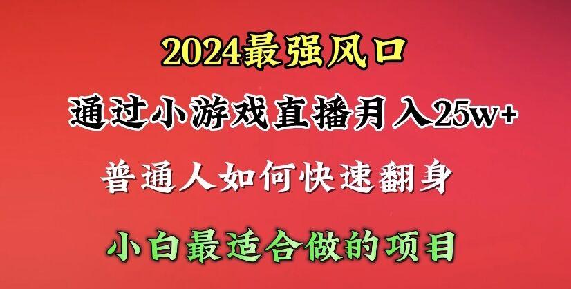 (10020期)2024年最强风口，通过小游戏直播月入25w+单日收益5000+小白最适合做的项目-网创论坛