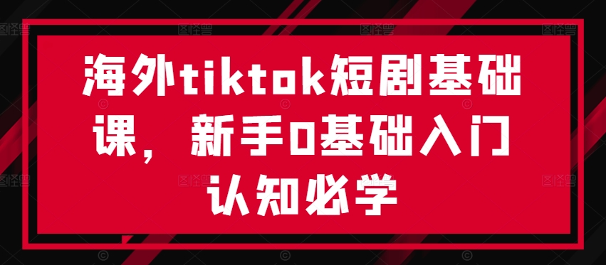 海外tiktok短剧基础课，新手0基础入门认知必学-网创论坛