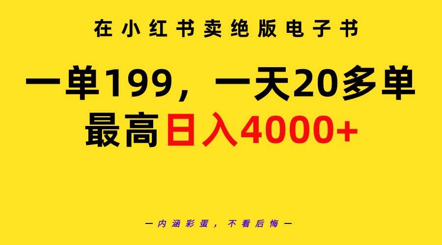 (9401期)在小红书卖绝版电子书，一单199 一天最多搞20多单，最高日入4000+教程+资料-网创论坛