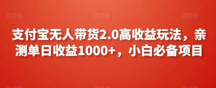 支付宝无人带货2.0高收益玩法，亲测单日收益1000+，小白必备项目【揭秘】-网创论坛