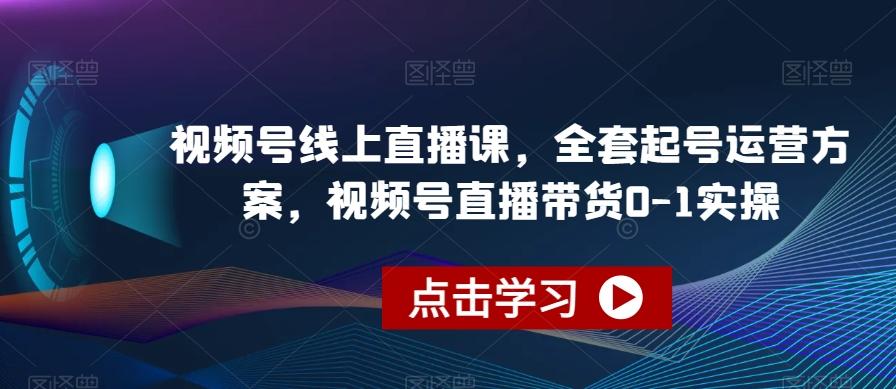 视频号线上直播课，全套起号运营方案，视频号直播带货0-1实操-网创论坛