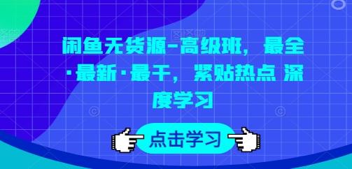 闲鱼无货源-高级班，最全·最新·最干，紧贴热点 深度学习-网创论坛